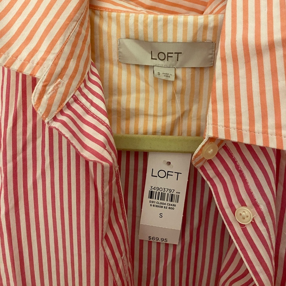 NWT Loft Stripe Relaxed Everyday Shirt Small - Picture 6 of 10